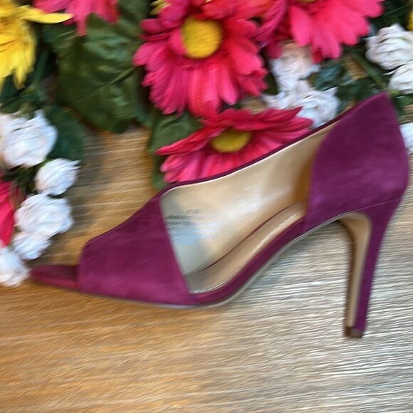 GIBSON latimer fuchsia suede peep toe heel size 6.5M - Picture 4 of 11